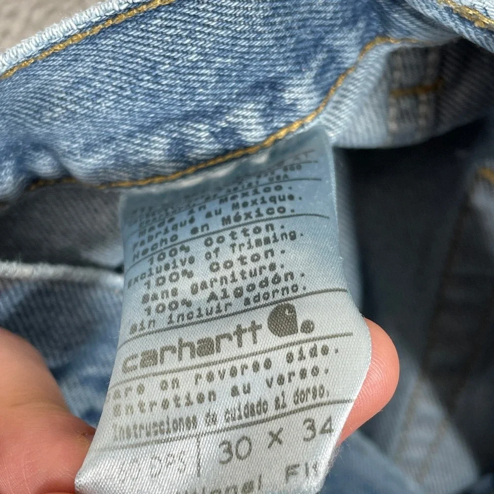 Carhartt Traditional Fit Jeans Mens 30x34 Blue Distressed Workwear Denim Pants
